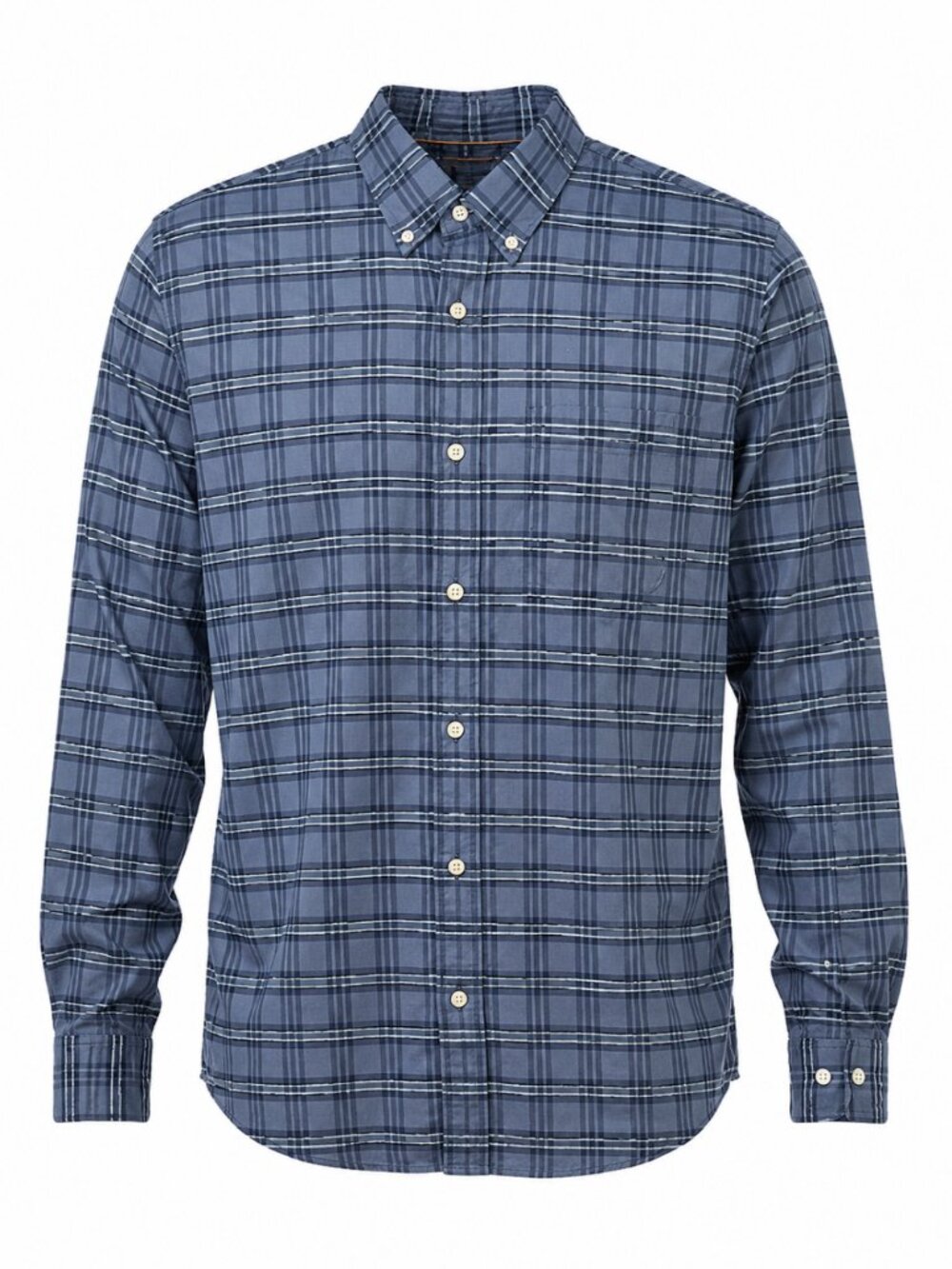 Denver Hayes Blue Plaid Stretch Cotton Button-Up Shirt Men’s L